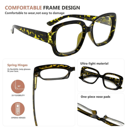 4 Pack Classic Square Design Reading Glasses for Women R2035eyekeeper.com