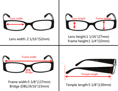 5-pack rektangel Snygga läsglasögon R040-A
